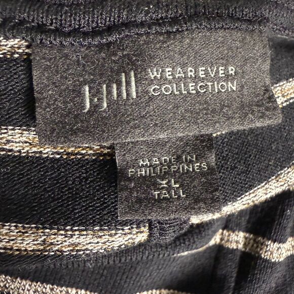 J. Jill Striped Wearever V-Neck Top, 3/4 Dolman Sleeves Sz XL TALL Black & Gray - Picture 9 of 12